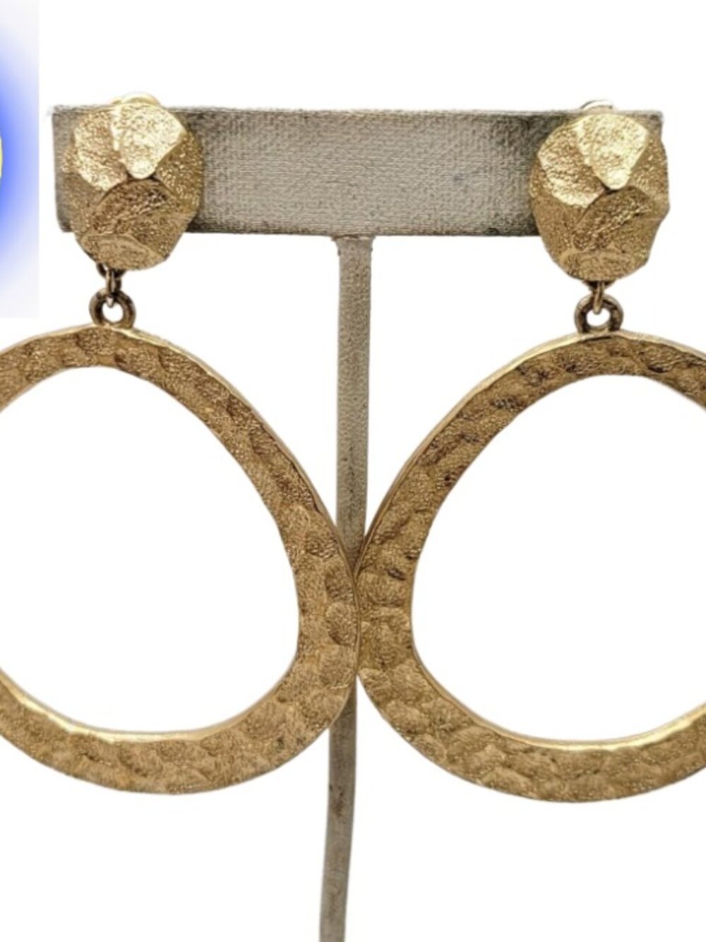 Vintage 1970s Signed Napier Goldtone Huge Hoop Clip Earrings